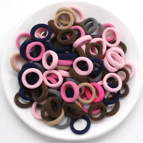 100x2 PCS Women Girls Colorful Nylon Elastic Hair Bands Ponytail Hold - Image 2