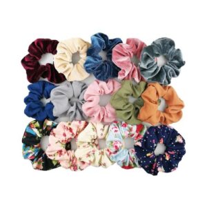 09 PCS Designed Fabric Large Scrunchies Set Elastic Hair Bands Floral Print