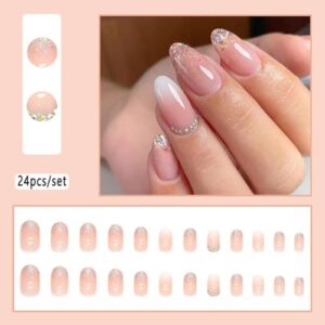Full Coverage 24 Pics Artificial Sweet Fake Nails With Glue High Quality Nails