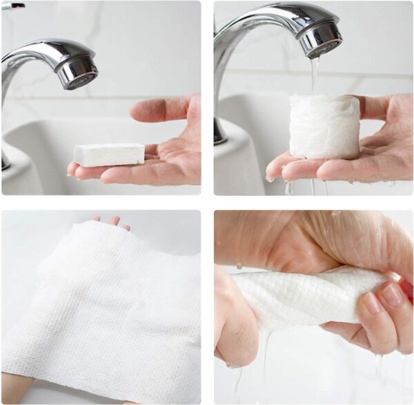 4PCS Pack Cotton Compressed Travel Face Washable Disposable Soft Towels - Image 3