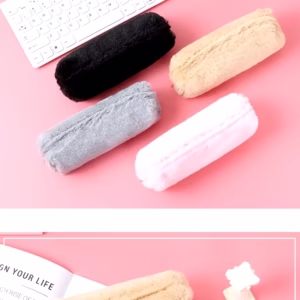 Plush Pencil Case Stationery School Solid Color Pencil Pouch Kids Smart