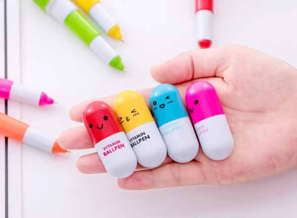 5Pcs Mini Capsules Highlighter Pen Vitamin Pill Highlight Color Pen - Image 9