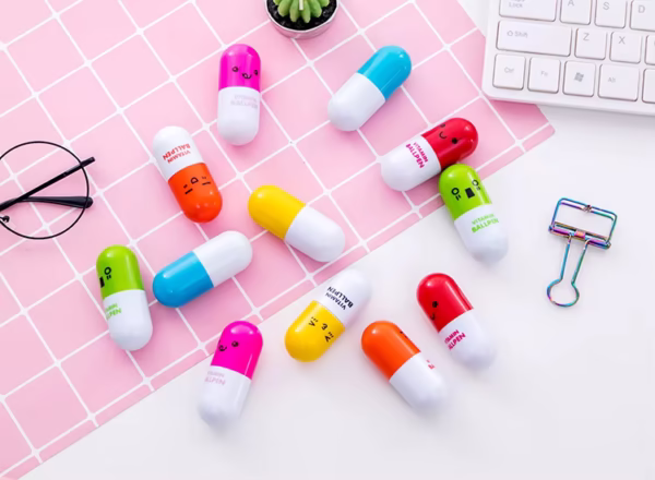 5Pcs Mini Capsules Highlighter Pen Vitamin Pill Highlight Color Pen - Image 7