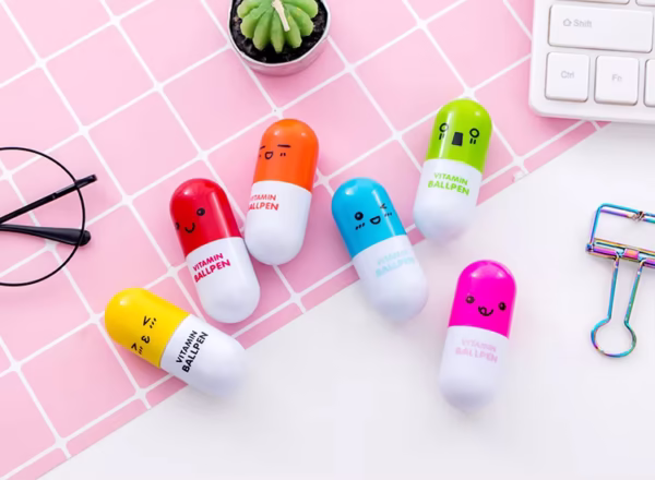 5Pcs Mini Capsules Highlighter Pen Vitamin Pill Highlight Color Pen - Image 3