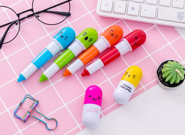 5Pcs Mini Capsules Highlighter Pen Vitamin Pill Highlight Color Pen - Image 2