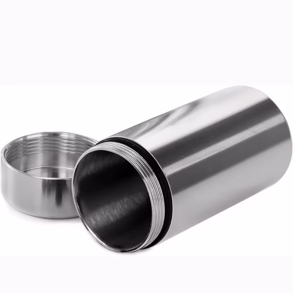 2PCS Portable Storage Container Travel Mini Solid Silver Metal Storage Can - Image 3