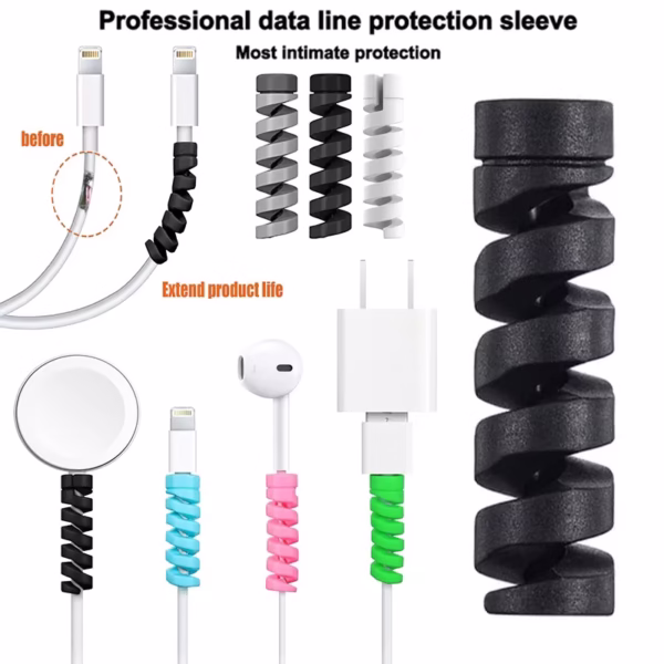 16PCS Cables Protector Silicone Spiral Winder Wire Cable Protectors - Image 4