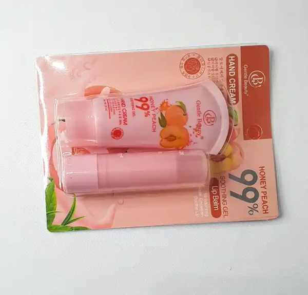 2Pcs Set Hand Cream Lip Balm Set Honey Peach Moisturizer Whitening - Image 4