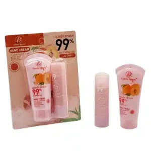 2Pcs Set Hand Cream Lip Balm Set Honey Peach Moisturizer Whitening