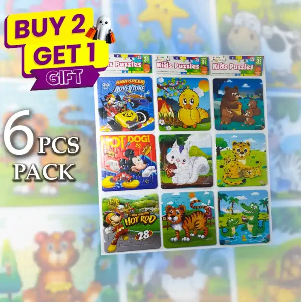 Cartoon Puzzles 6 PCS Value Pack for Kids Ocean Animal Car Board Game - Image 2