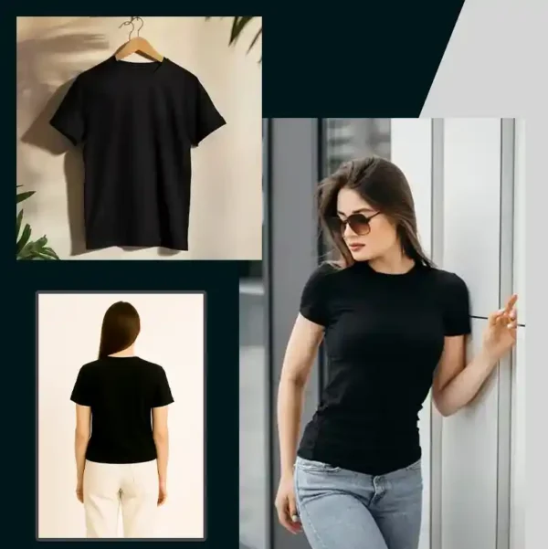 Smart Classic Black T - Free size, Elevate your style with this versatile black T - Image 5