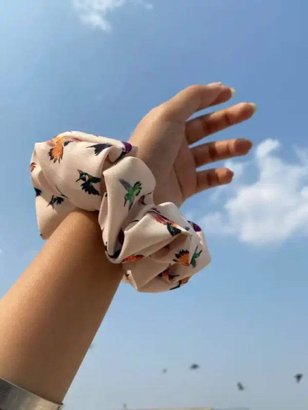 09 PCS Designed Fabric Large Scrunchies Set Elastic Hair Bands Floral Print - Image 6