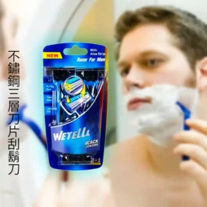 5 Pics Pack Stainless Steel 3-Layer Blade Shaver Non-slip Handle for Men and Women