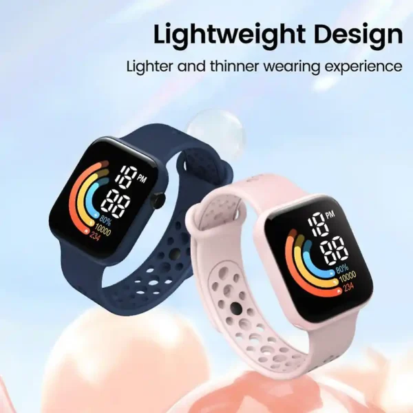 New LED Electronic Watch Rainbow Square Waterproof Digital Watch - Image 7