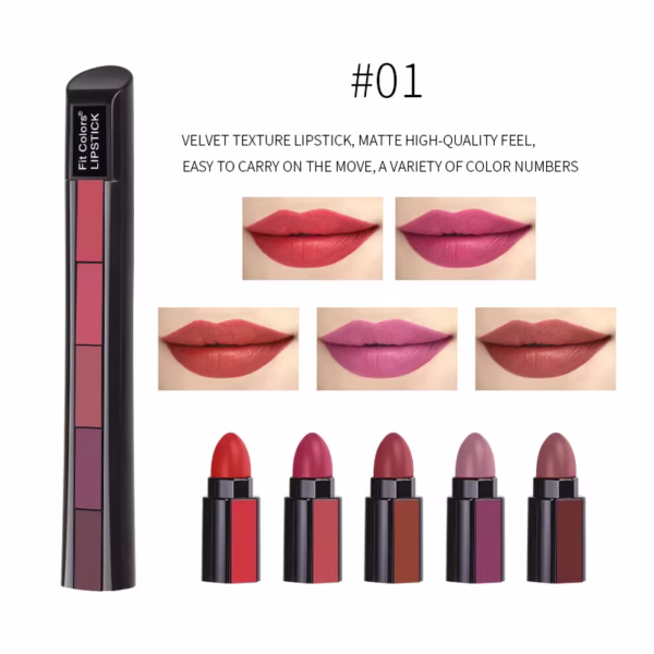 5 In 1 Lipstick Strip Matte Velvet High Color Lipstick Pen Long Lasting - Image 4