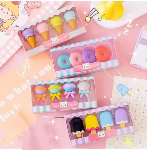 Imported 4PCS High Quality Branded Children Erasers For Kids Pencil Eraser - Image 6