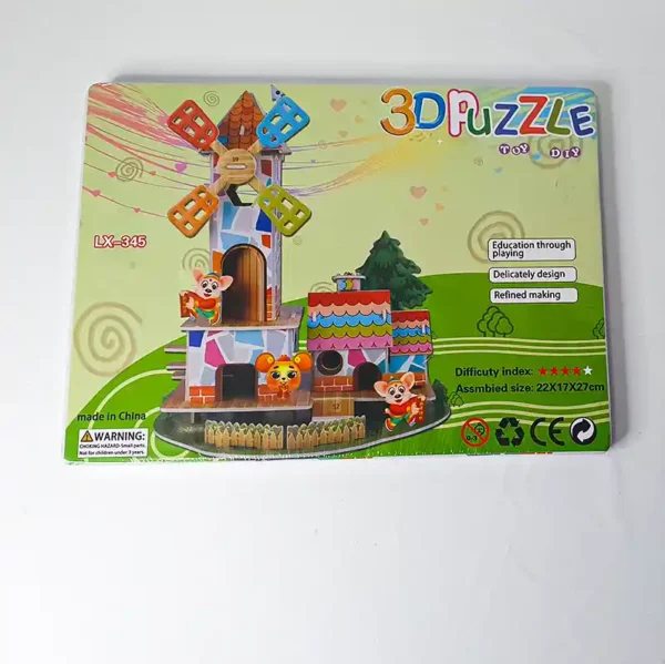 Kids 3D Puzzle Cartoon House Castle Vehicle Model DIY Educational Toys - Image 2