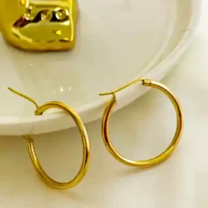 High-end Hoop Earrings 18K Gold Plated Rounded Hoops Earrings
