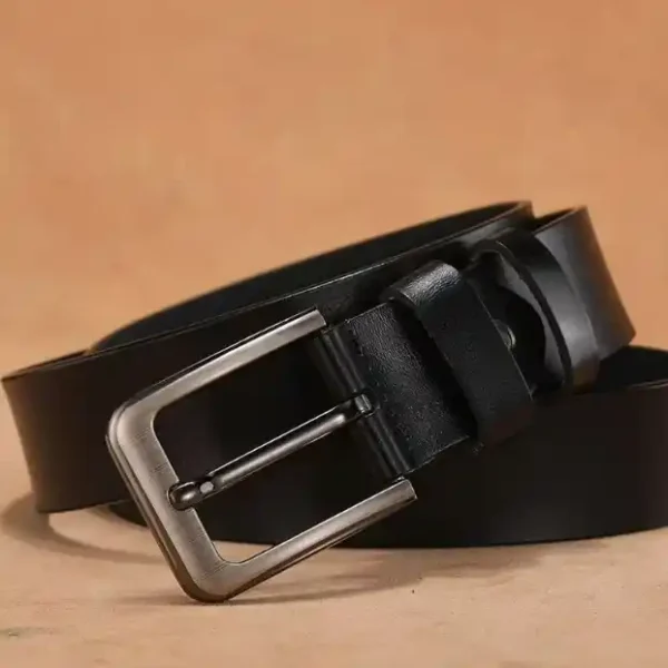 Black Business Men's Alloy Square Pin Buckle Belt Luxury Design Belts - Image 3