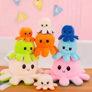 Reversible Octopus Cute Teddy Toy Double Side Happy Face Reversible Octopus