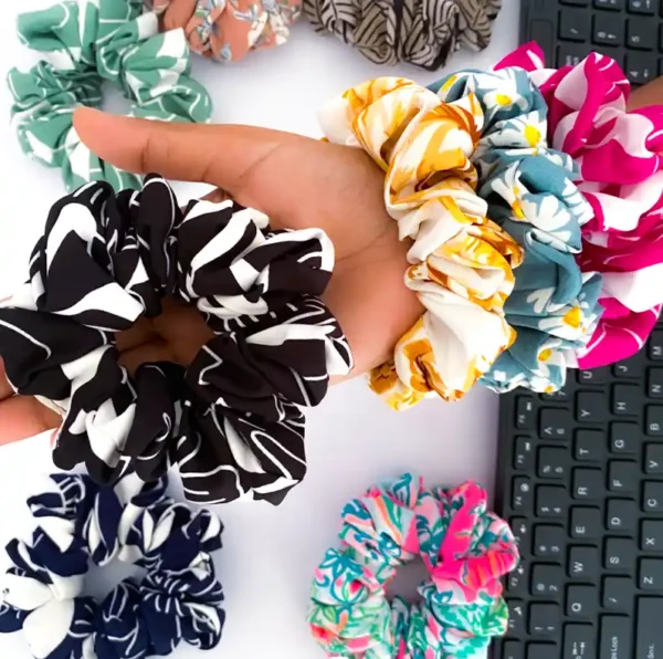06 PICS High Quality Large Size Women Colorful Scrunchies Pack Soft, skin-friendly - Image 5
