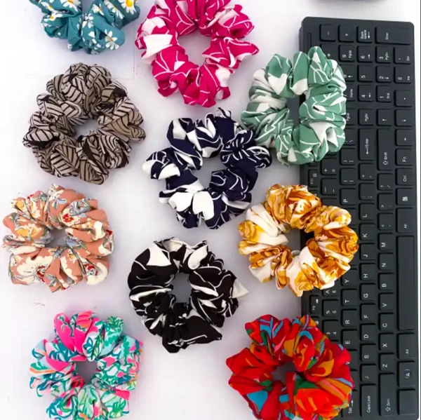 06 PICS High Quality Large Size Women Colorful Scrunchies Pack Soft, skin-friendly - Image 6