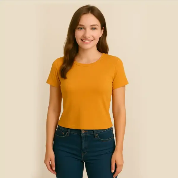 Smart Women's Crop Tops Stylish & Comfortable Plain Color Casual Tops Wear - Image 14