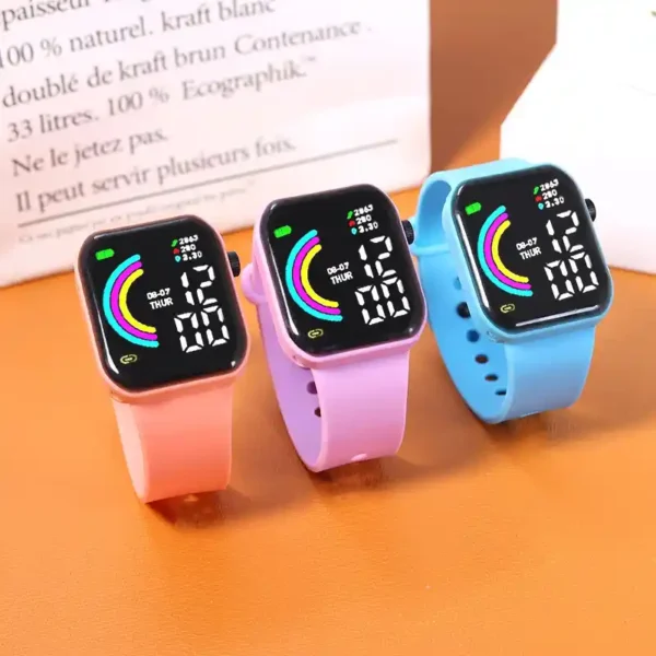New LED Electronic Watch Rainbow Square Waterproof Digital Watch - Image 3