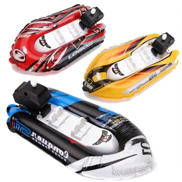 Inflatable Float In Water Kids Speed Boat Wind Up Toy Water Play Game - Image 10