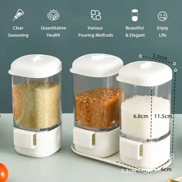 Metering Salt Shaker Push Type Dispenser Moisture-proof Convenient Rotating - Image 5