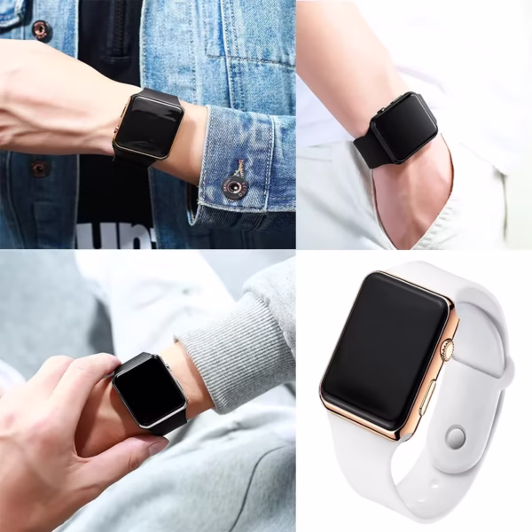 Digital Watch Men Women Electronic Square LED Wristwatch Silicone - Image 5