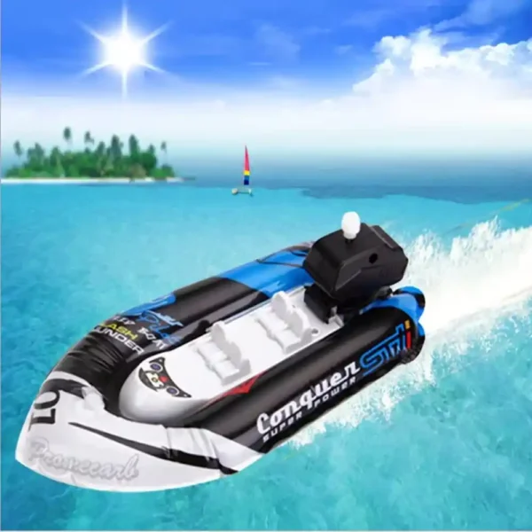 Inflatable Float In Water Kids Speed Boat Wind Up Toy Water Play Game - Image 9