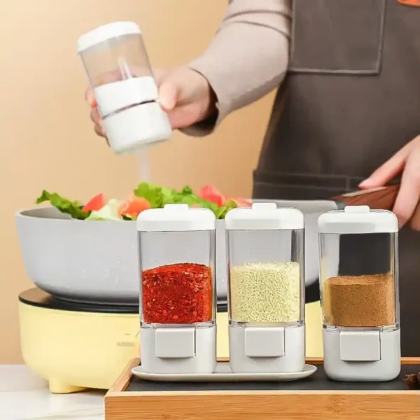Metering Salt Shaker Push Type Dispenser Moisture-proof Convenient Rotating - Image 8