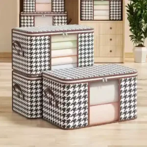 Large Capacity Double Zip Storage Box Foldable Clothes Organizer Dustproof Container