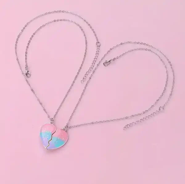 2pcs/Set Best Friends Half Heart Friendship Pendant Necklace Adjustable Chain Gift - Image 4