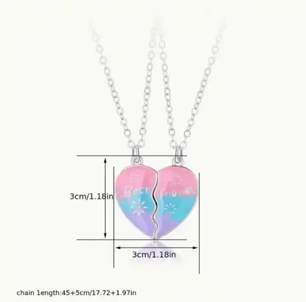 2pcs/Set Best Friends Half Heart Friendship Pendant Necklace Adjustable Chain Gift - Image 5