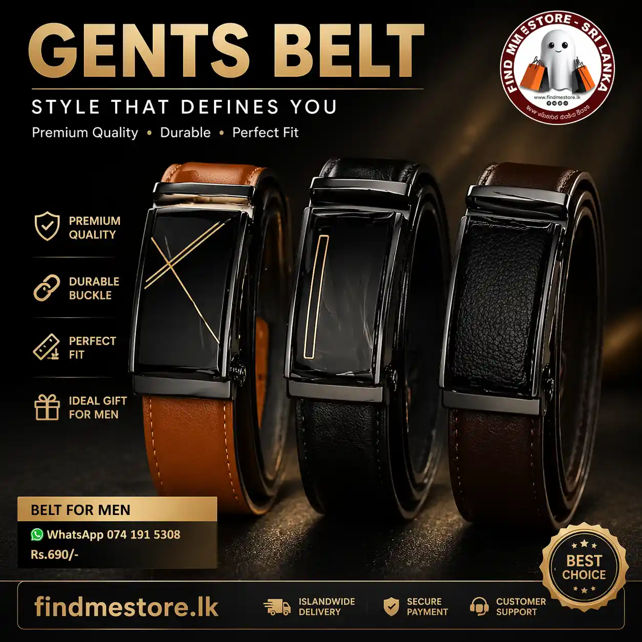 High Quality Buckle Belts for Men Office Wear