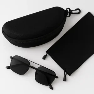 Premium Black Sunglasses with Protective Case & Pouch