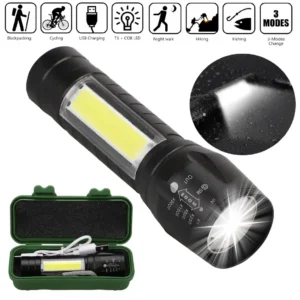 Rechargeable LED T6 Spotlight & COB Work Light Kit