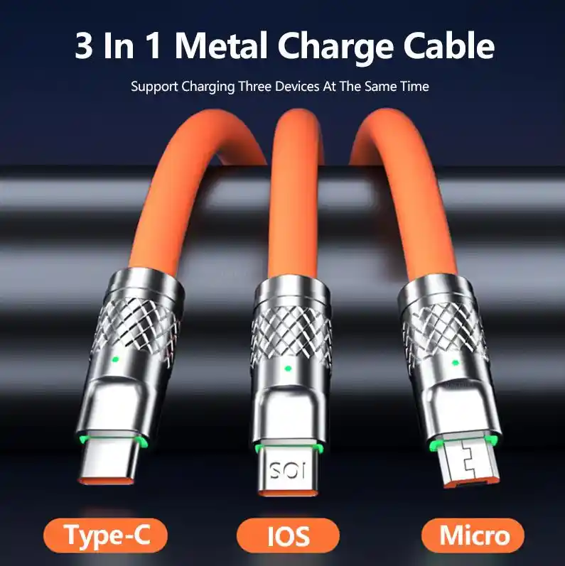 Premium Metal Fast-Charging 3-in-1 Super Cable - Image 3