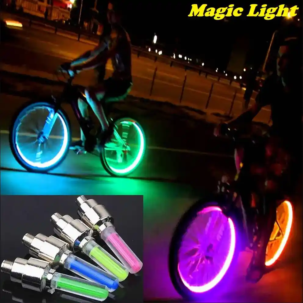 Bright Neon LED Bicycle Wheel Valve Lights – 2PCS Set - Image 3