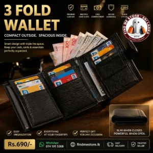 Premium Men’s 3-Fold Leather Wallet, Sleek & durable